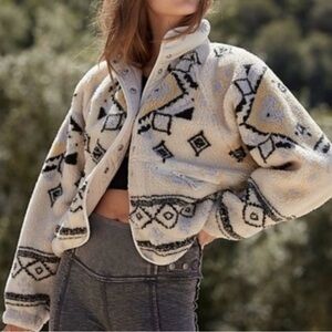 Free People Hit The Slopes Tribal Print Fleece Jacket